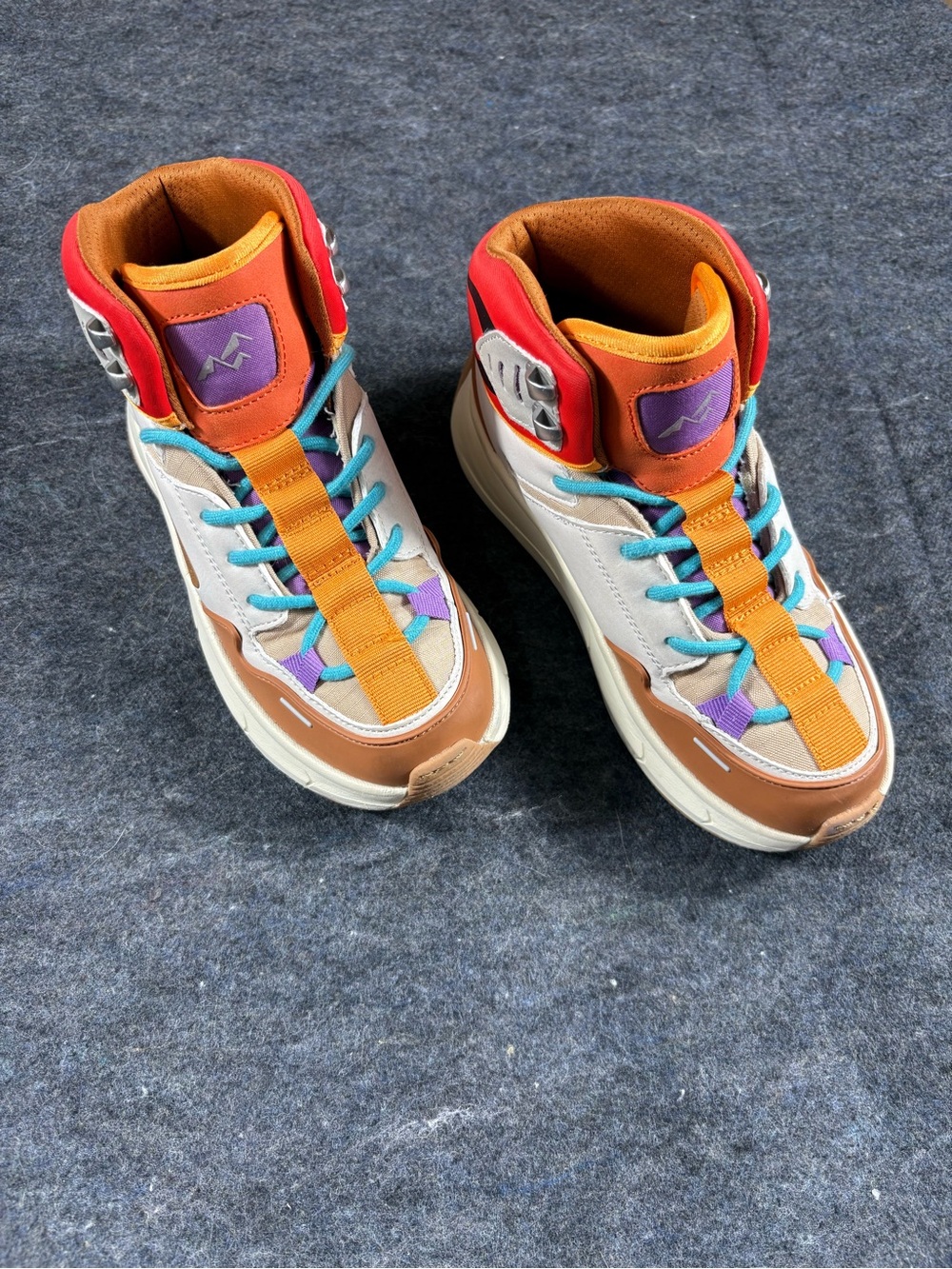 Zara Multicolor Kids High-Top Sneakers - SZ 34 Orange, Brown & Blue NEW